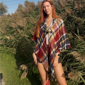 Plaid Multicolor Shawl Wrap